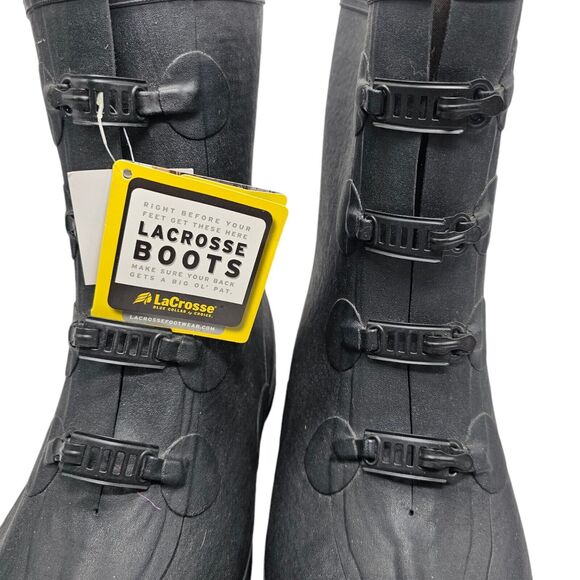 LaCrosse Men's Size 11 Waterproof 12" Med Tracktion Rubber 4 Buckle Boots Lined - Picture 5 of 10
